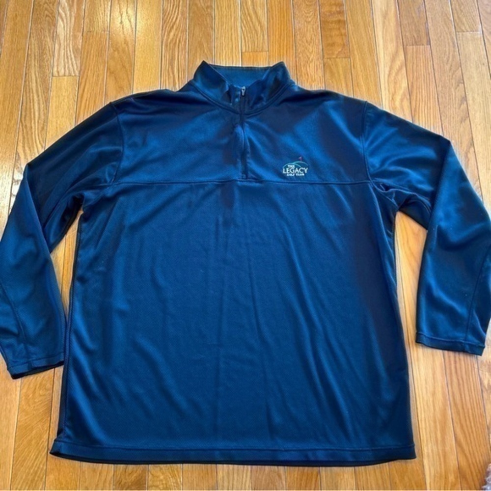 Antigua 1/4 Zip Long Sleeve Top Shirt Black The Legacy Golf Club Mens Size XL